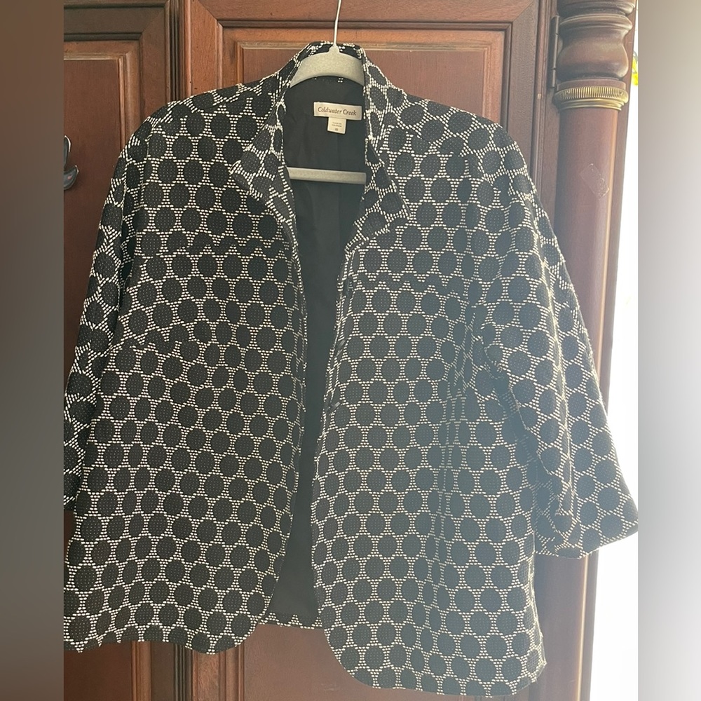Size 18  Coldwater Creek black and white dots blazer.